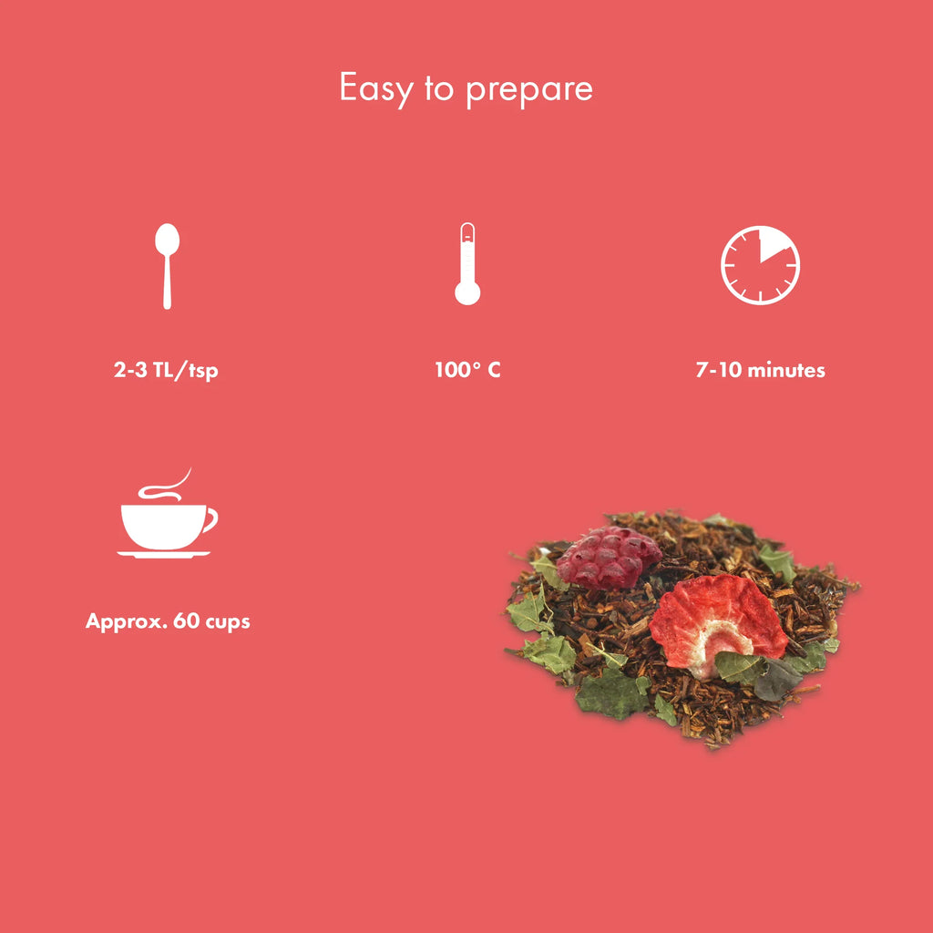 Préparation du Rooibos fraise framboise Terre Infusée